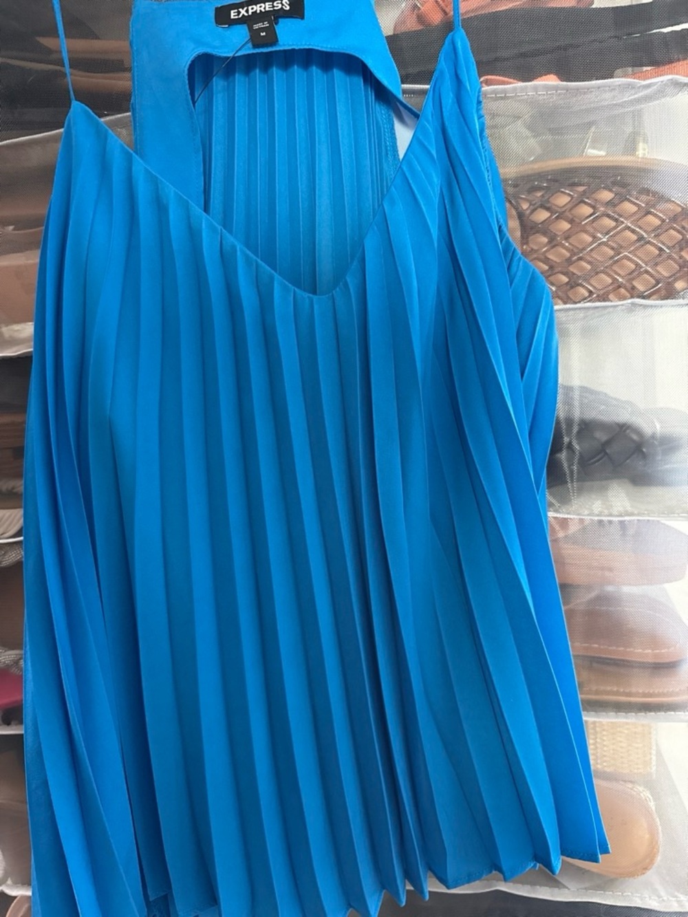 Express Bright Blue Pleated Spaghetti Strap Camisole